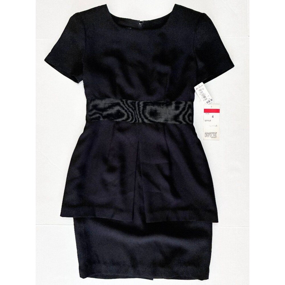 Yves Cossette Depeche Mode Peplum Little Black Dress Vtg 90s USA Made - Size 4P
